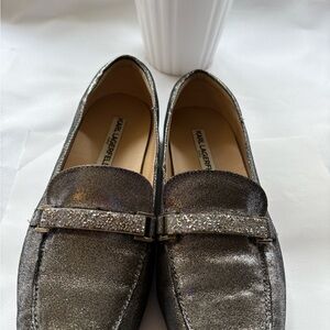Karl Lagerfeld Glittery Silver Loafers